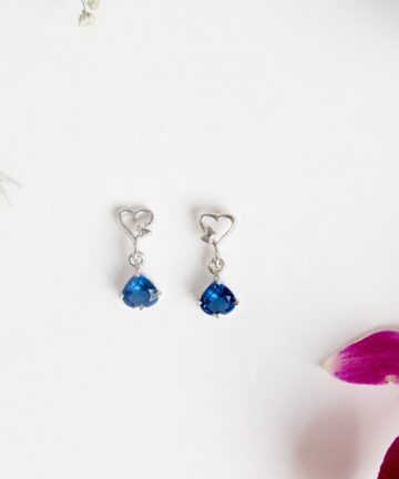 Blue heart earring