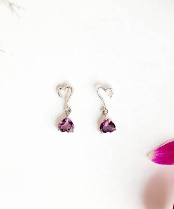 Purple heart earring