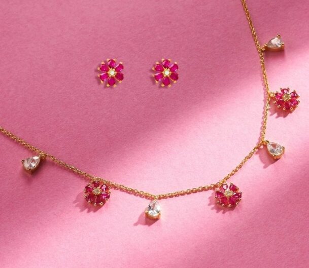 Red Floret Necklace Set