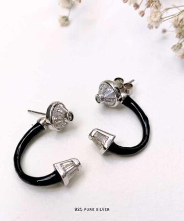 Black front & back earring