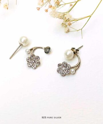 Flower front & back earring